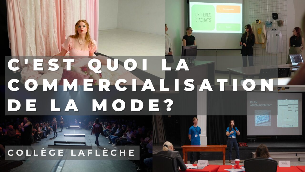 Étudiants en commercialisation de la mode travaillant sur un projet de marque au Collège Laflèche à Trois-Rivières